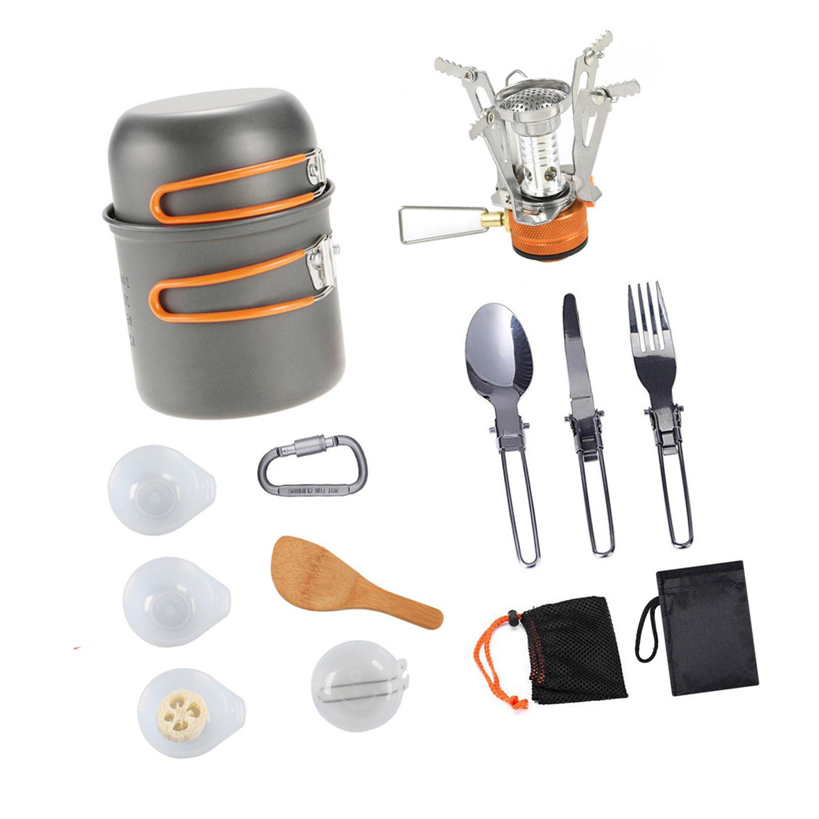 

Outdoor Gas Burners Stove Tourist Pots Set Outdoor Cooking Utensils Camping Cookware Kits Folding Utensils Stove Set оранжевый/красный
