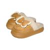 New Bow-tie Fluffy Slippers Autumn and Winter Indoor Thick-soled Heightening Cotton Slippers Home Thermal Cotton Shoes
