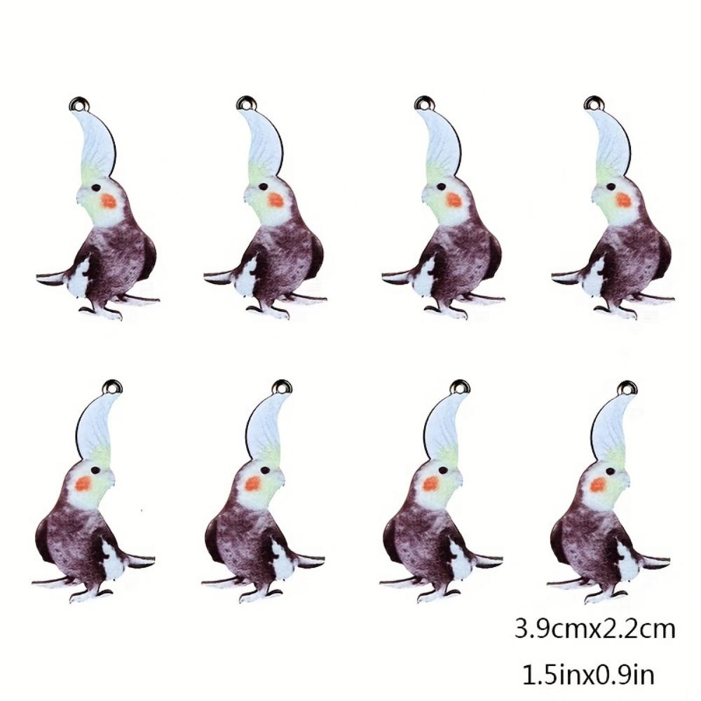 8 Pieces Animal Theme Acrylic Pendant Cute Pigeon Owl Parrot Eagle Hummingbird etc Shape Charm Beads DIY Jewelry Bracelet Necklace Making Kit