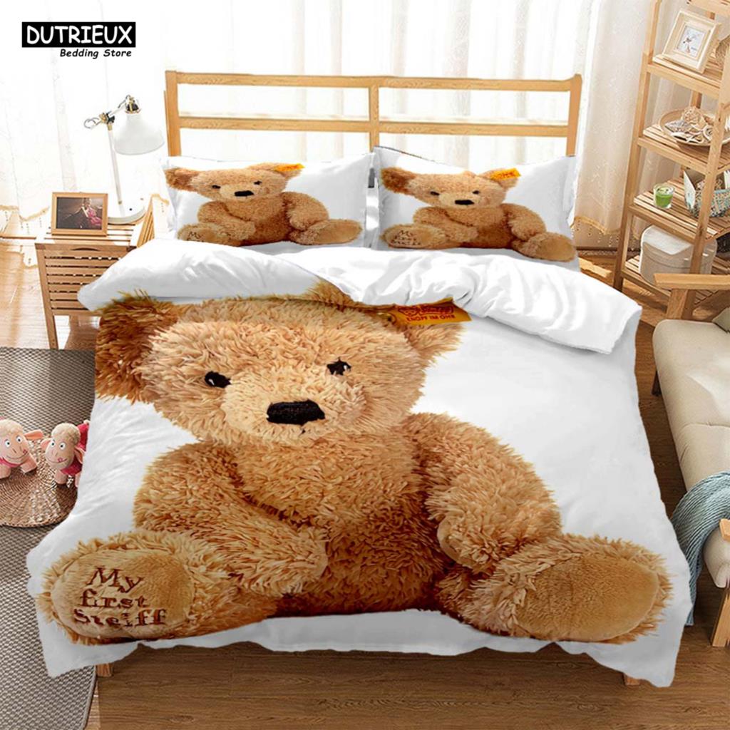 Cute Little Bear Printed Polyester Soft And Comfortable  Comforter Bedding Sets For Children  Complete Size Customizable
