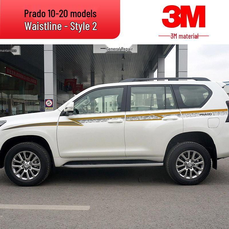 Toyota Prado 10-22 Models Car Body Color Stripe Decal Waistline Sticker.