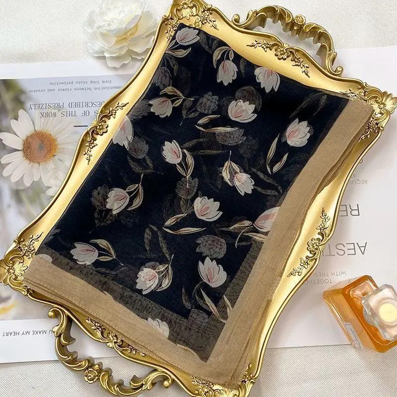 Silk Scarf Women's Summer New Georgette Sunscreen Fashionable High-end Foreign Style Versatile Travel Thin Mother