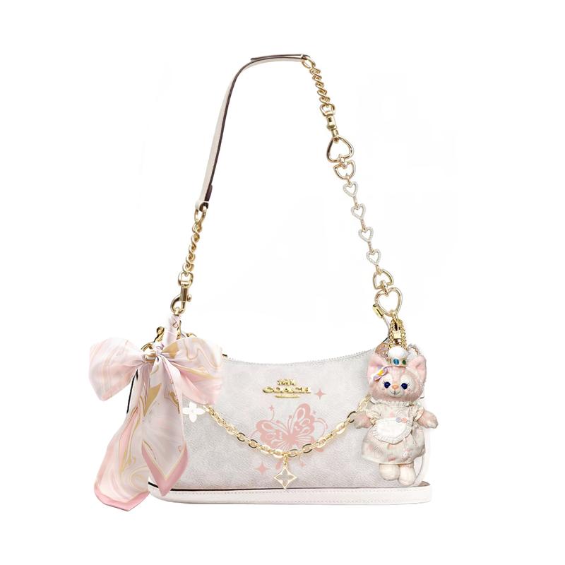 

COACH shoulder bag [Customized bag] Teri 25 brand micro-label detachable strap bow silk scarf extension chain printed Yoo Chumyeon Basic Style білий