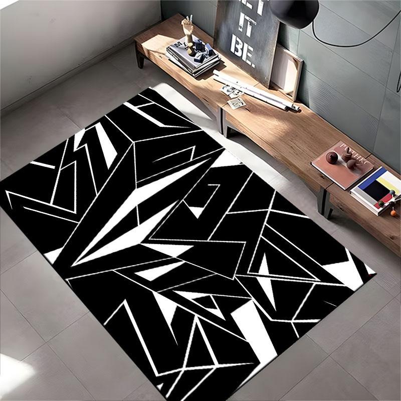Abstract Black Geometric Design Suitable As a Non-slip Mat for the Living Room or Bedroom Sofa