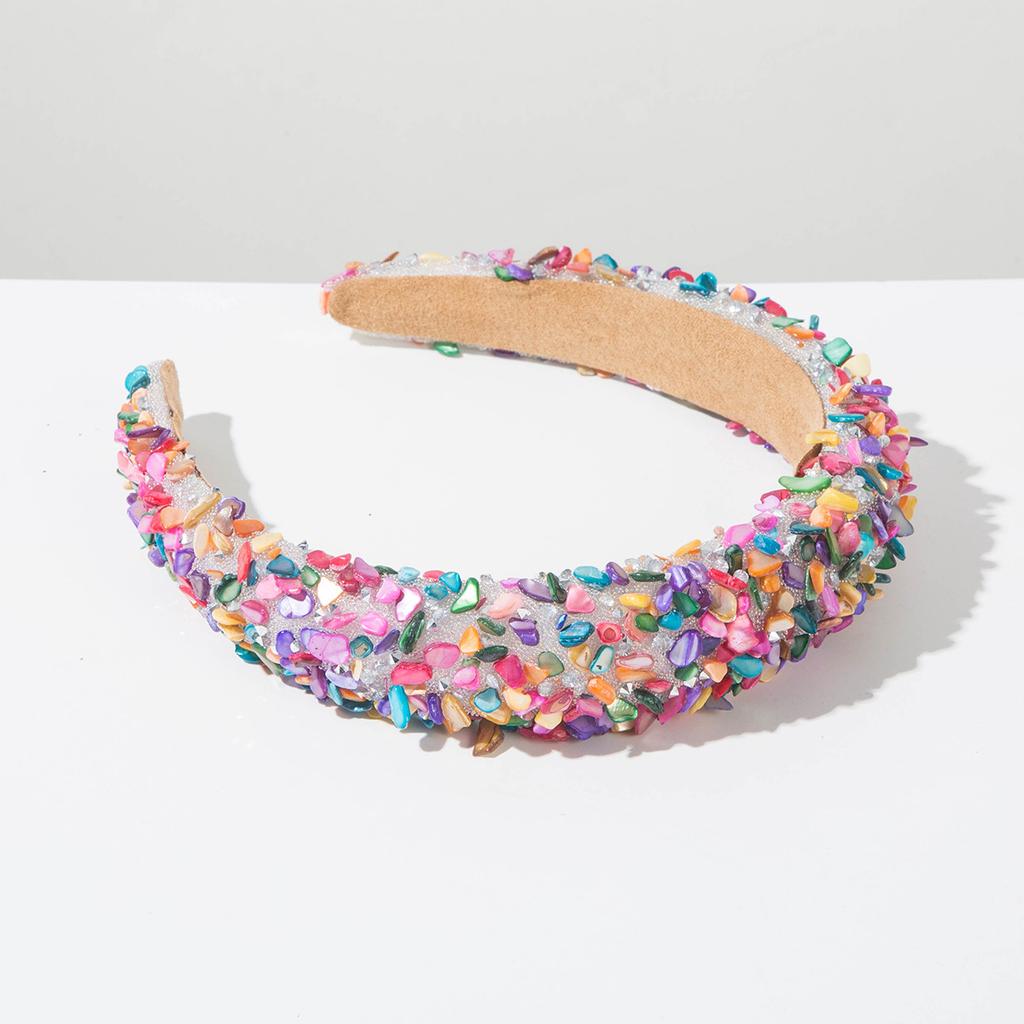 Nieuwe Stijl Overdreven Meerkleurige Kristal Snoep Spons Brede Rand Haarband Haaraccessoire Hoofddeksel