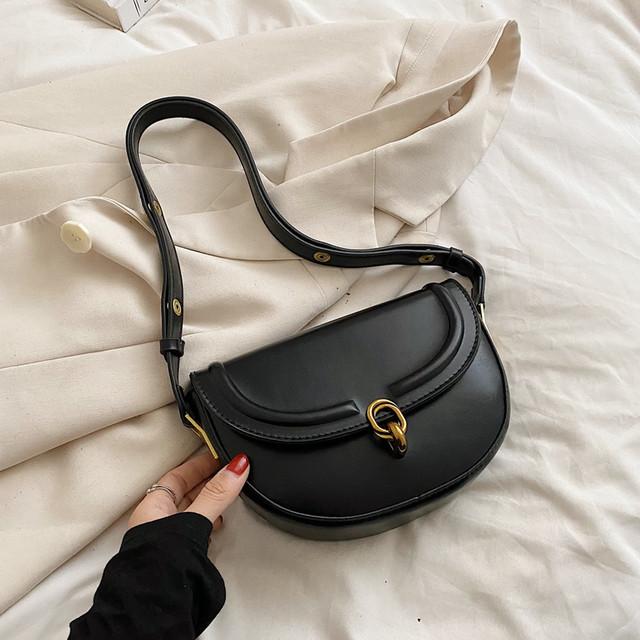 Luxury Designer PU Leather Saddle Bag for Women Fashion Trend Shoulder Bag Ladies Handbag and Purse