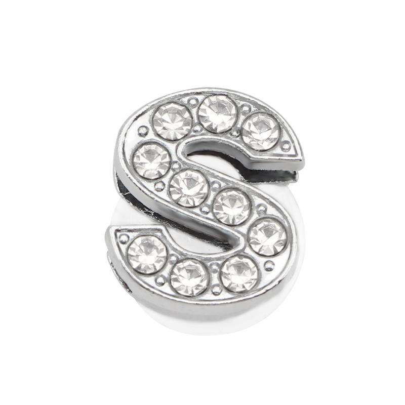 1PC Shoe Charms Glitter Rhinestone Letter Crystal Alphabet Shoes Charm Decorations Jewelry Slider Bracelet Wristbands Accessorie