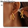Qiong Yao Gold-Plated Irregular Tree Branch Dangle Earrings, Stainless Steel Studs, Colorfast Design