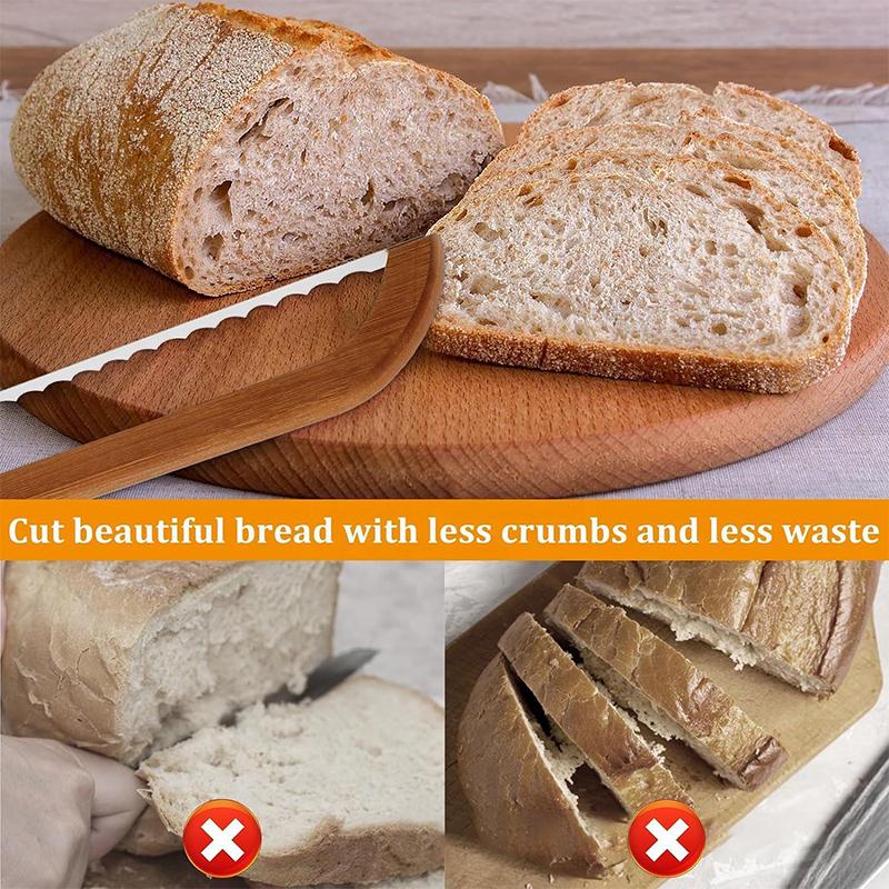 Cortador de Pan de Madera con Arco Cortador Serrado de Bagels Cortador de Pan Rebanador de Pan de Masa Madre Herramienta Portátil para Cortar Pan Suministros de Cocina
