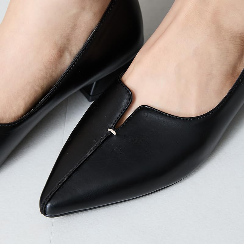 Flare heel pointed toe pumps/45301