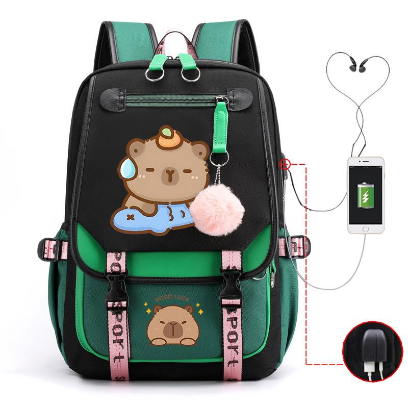 Campus Universal School Bag Kapibara Personality Trend USB Multifunctional Backpack Student New