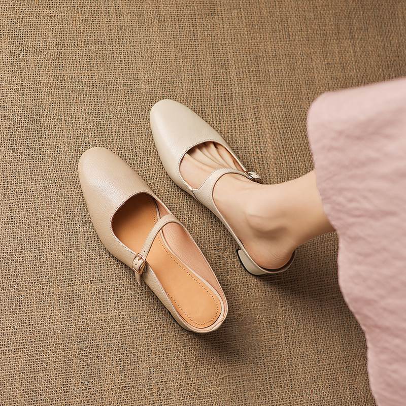 Krazing Pot sheepskin mules Summer Size 42 round Toe slip on Women Shallow Pumps