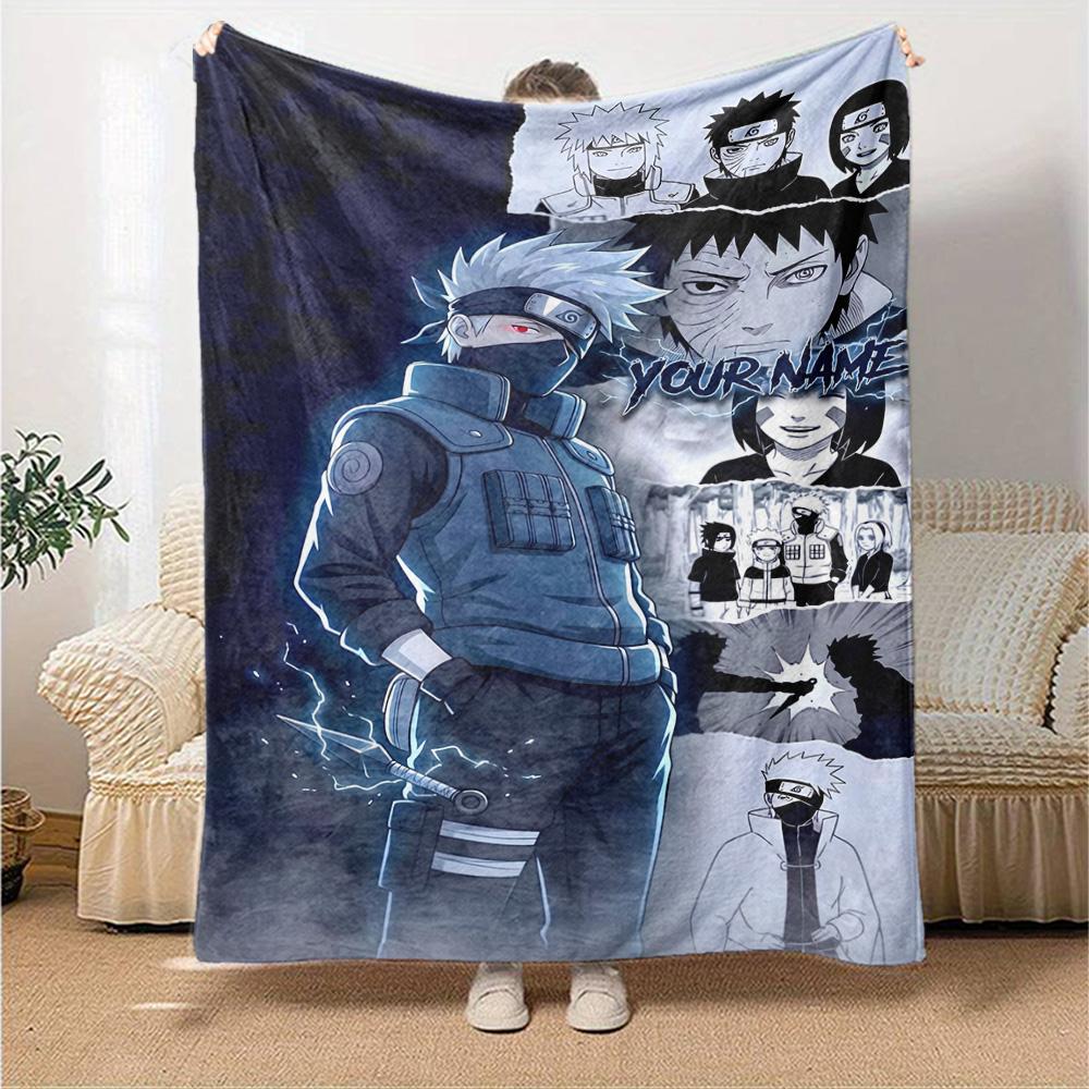 Naruto Character Customize Your Name Blanket Throw Customizable Blanket Soft & Cozy Suitable for Living Room Office Chair Seaside Bedding