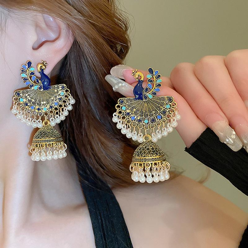 Phoenix Crescent Tassel Earrings: Ethnic Retro Design, Light Luxury, Women's Summer Jewelry