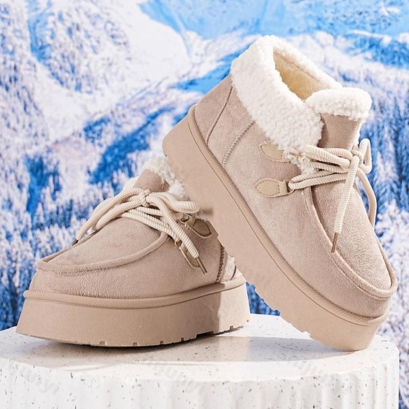 Women's Fashion Warm Casual Thick Soled Cotton Shoes Winter  Soft Soled Comforatble Versatile Chunky Plush Short Snow Boots