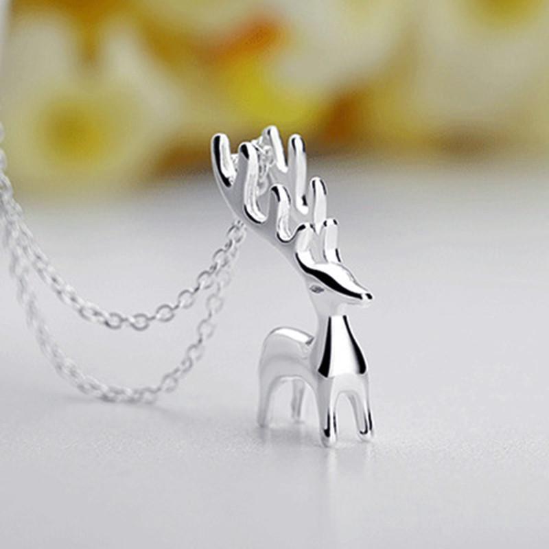 

Очаровательное ожерелье с оленем - Корейский стиль Мори-гёрл, кулон в виде лося, цепочка для ключицы, для рождественских и новогодних подарков.