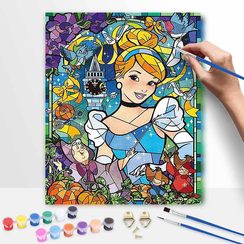 Disney Cinderella Stained Glass Art Painting Set Home Wall Decor Handmade Gift