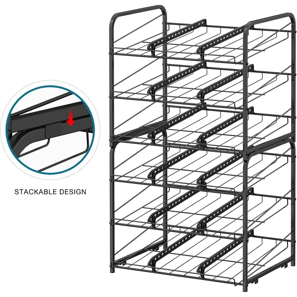 Stackable Can Organizer 2-Pack, Holds 36 Cans - Space-Saving Kitchen/Cabinet Storage Rack (Black)