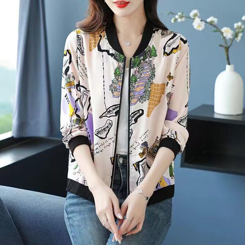 Summer Plus Size Chiffon Sunscreen Jacket Women's Printed Lightweight Cardigan