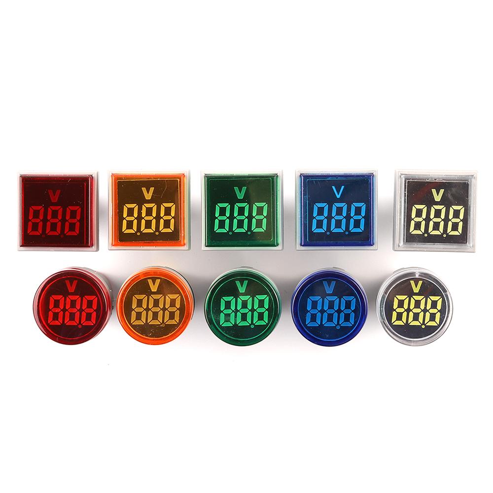 Round Square 22mm AC 20-500V Digital Voltmeter Volt Voltage Tester Meter Monitor Power LED Indicator Pilot Lamp Light