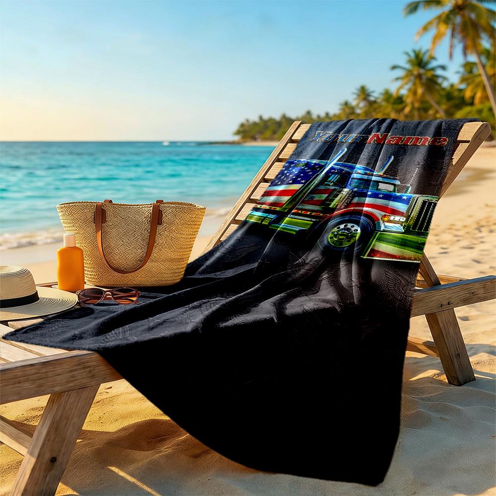 Kw Heavy Trucks Customized Name Beach Towel Super Soft & Absorbent Ideal for Travel Outdoor Swim Pool Yoga Surf Camping Hiking Gym Gift Holiday