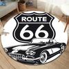 Tappeto Rotondo ROUTE66, Tappeto per Soggiorno Camera da Letto Divano Stanza dei Giochi Decorazione, Tappetino Antiscivolo