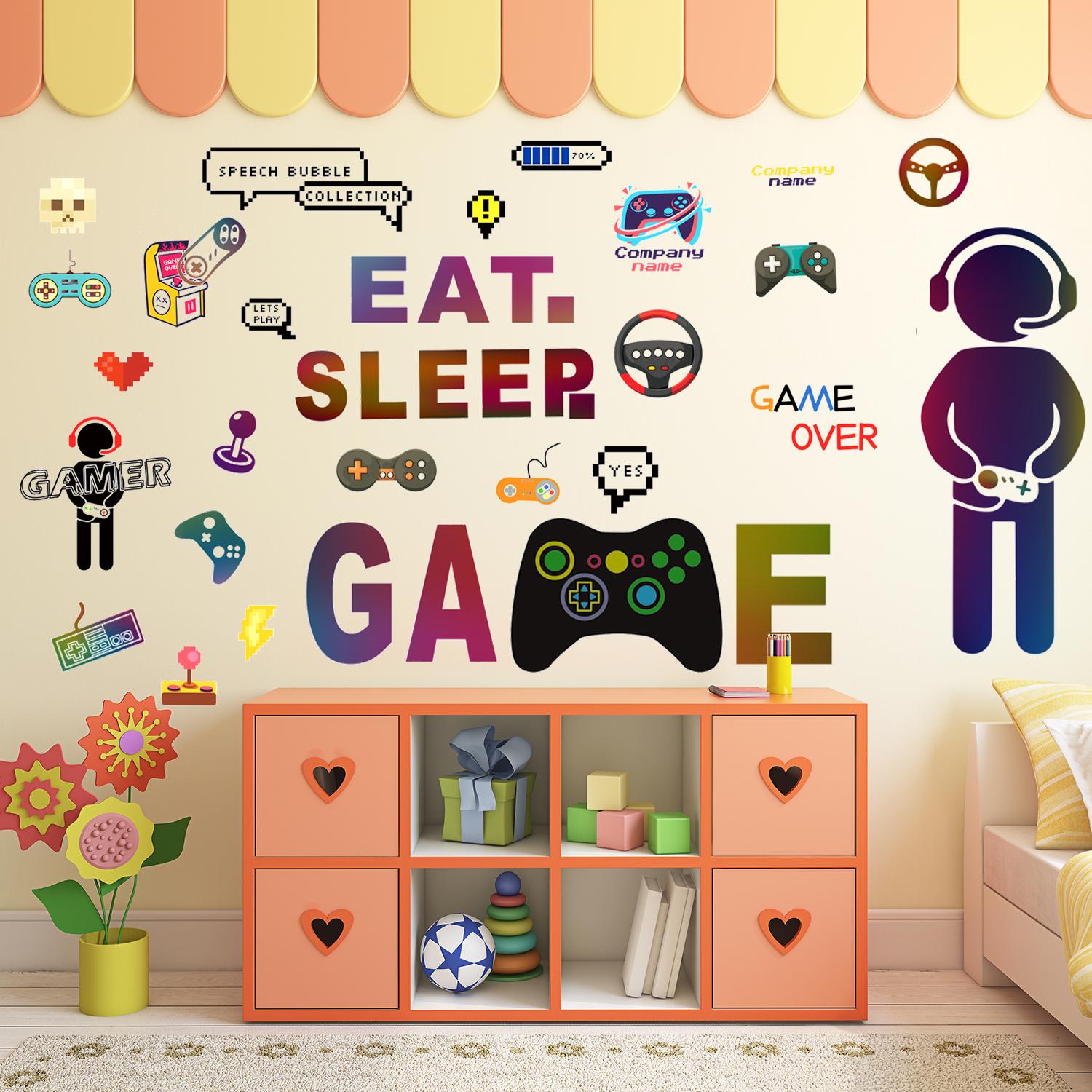 

Наклейки на стену для гостиной, детской спальни, игры для сна, мультяшный постер, наклейки для игрового контроллера