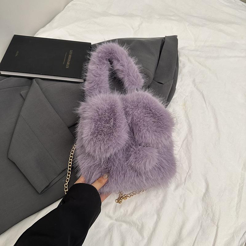 Mode süße Handtasche 2025 Herbst neue Persönlichkeit schöne niedliche Hase Plüsch Schulter Tragetasche