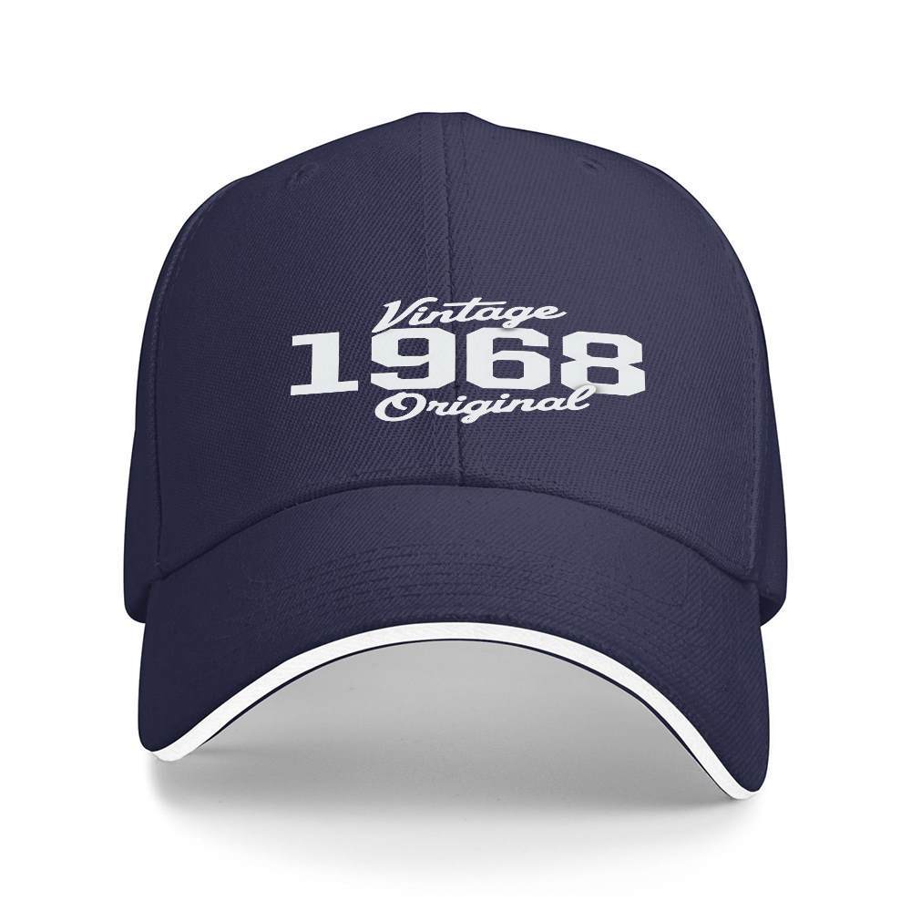 1pc 1pcs 1pc Vintage 1968 Original Text Adjustable Baseball Cap  Trucker Hat Suitable for  Lightweight with Adjustable Strap