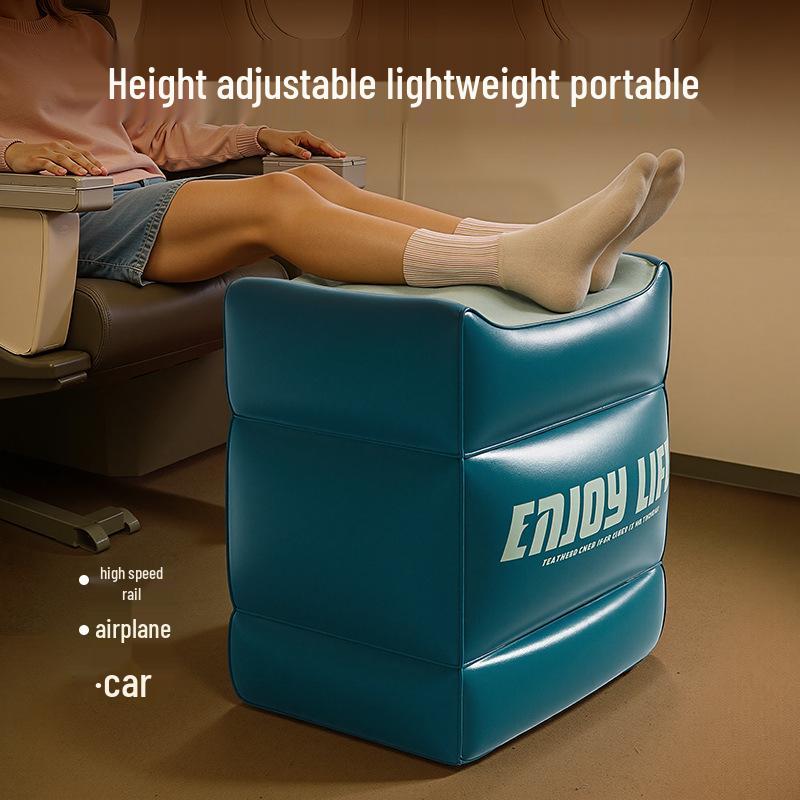Portable Inflatable Footrest: Adjustable Height Travel Cushion for Airplanes and Trains
