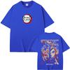 Anime Demon Slayer Rengoku Kyoujurou Double Sided Print T-shirt Summer Men Women Casual Oversized Tshirt Male Vintage T Shirts