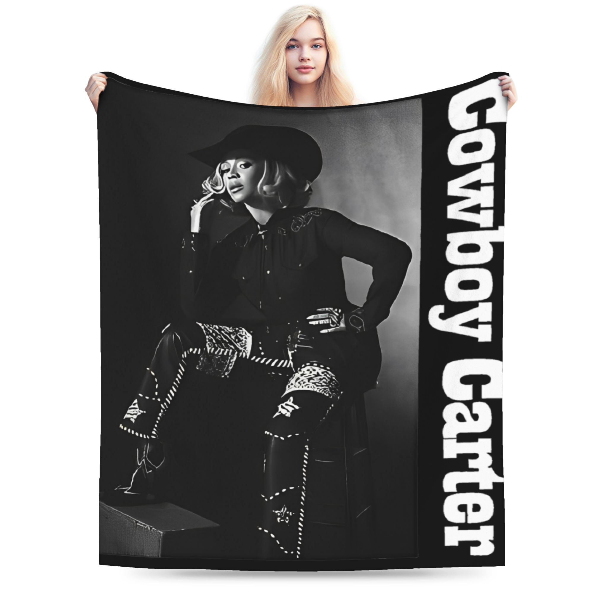 Superweiche Beyonce Cowboy Carter Tour Decke Premium Fleece Flanell Bettdecke Gemütliche Plüsch Tagesdecke Ganzjahresgebrauch Size: 75*100cm, Weight: 230 GSM gray