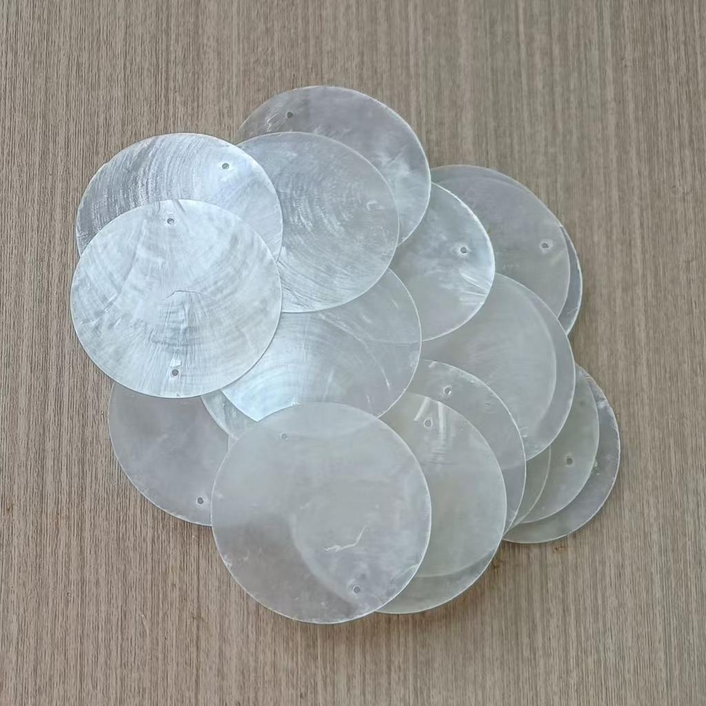 5cm DIY White Capiz Shell with Two Holes Sea Shell Bulk Capiz Shells for Decor DIY Wind Chimes & Crafts Jewellery Accessories