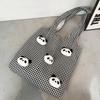 Cartoon Canvas Shopping Bag Panda Doll Office Worker Handbag Plaid Shoulder Bags  Students