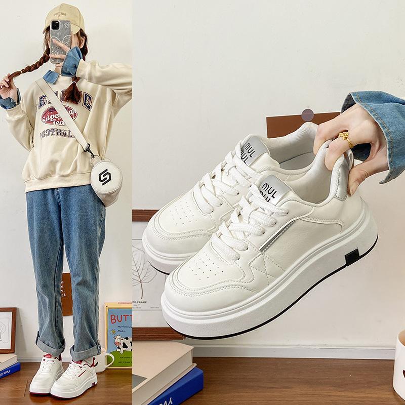 

Маффиновая подошва маленькие белые туфли женские 2025 весна и осень новые толстая подошва увеличивающая рост мягкая подошва повседневные спортивные кеды женские универсальные 40 серый