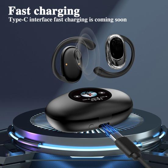 1 Pair Bluetooth-compatible Earphone with Earhook Noise Canceling HiFi Sound IPX5 Waterproof Wireless Over Ear Earbuds Sports Running Headphone