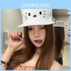 Charming White Duckbill Hat For Women Featuring Cute Cat Design Perfect For Spring Wear