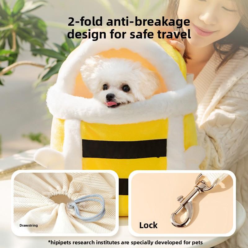 Jesień i Zima Pies Urocza Mała Pszczółka Torebka Ręczna Ciepła Pogrubiona Torba dla Kota Torba do Wychodzenia dla Zwierząt Plecak