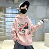 Best-selling Children's Hooded Sweatshirt with Cartoon Cat, Plant and Letter Print for Boys and Girls. Comfortable Streetwear.