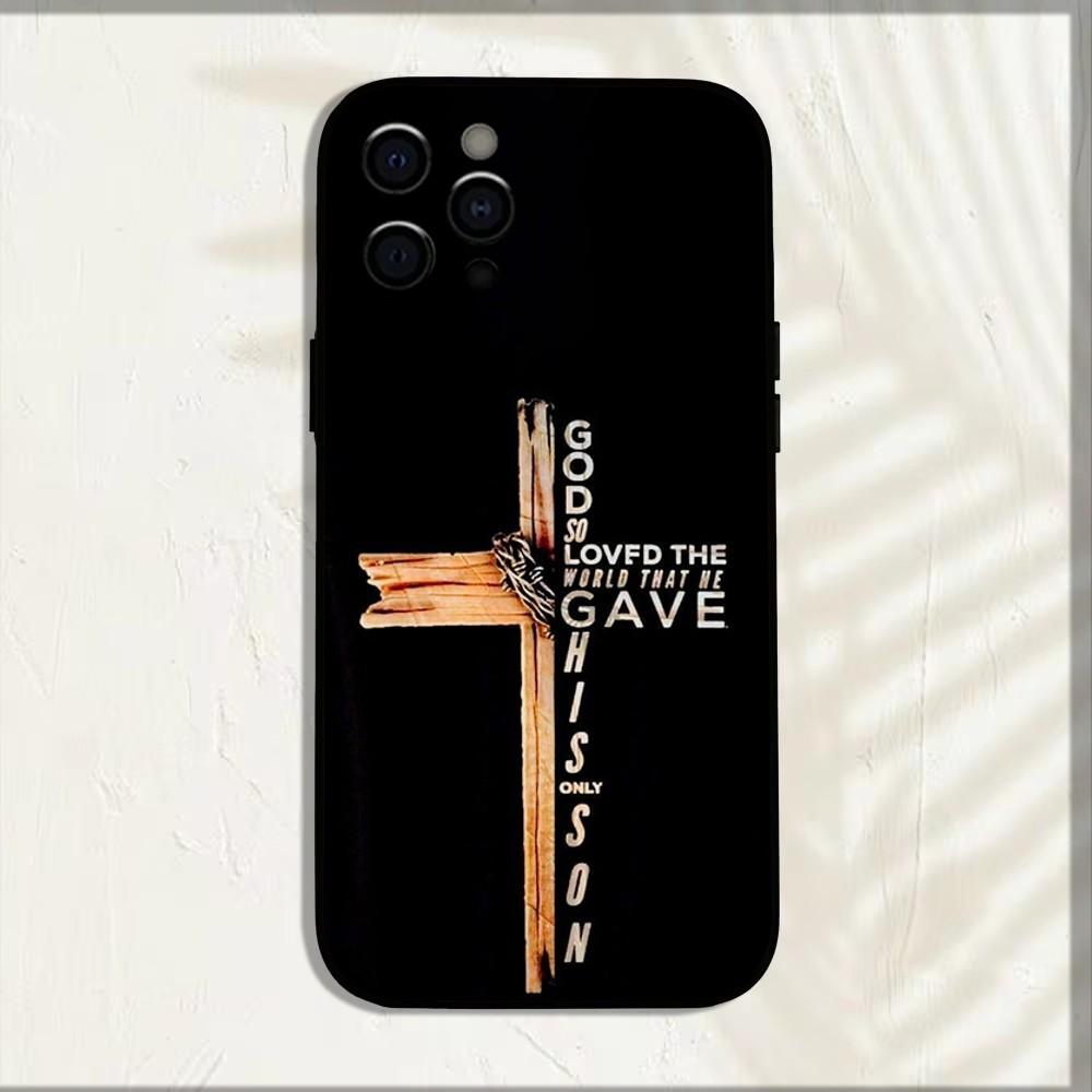 Bible Jesus Christian Cross Phone Case For iPhone 15,14,13,12,11,Pro,X,XS,Max,XR,Plus,Mini Soft Black Cover