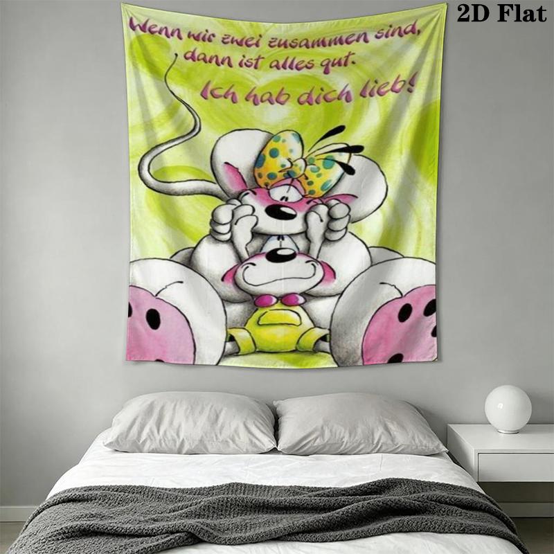 diddl Wall Tapestry Aesthetic Wall Hanging Printed Fabric Blanket Decorative Tapestries for Bedroom Living Room Home Decor