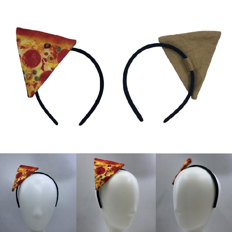 Fascia per Capelli a Forma di Testa di Pizza Novità Cosplay Fascia Peluche Festa di Halloween Regalo di Natale