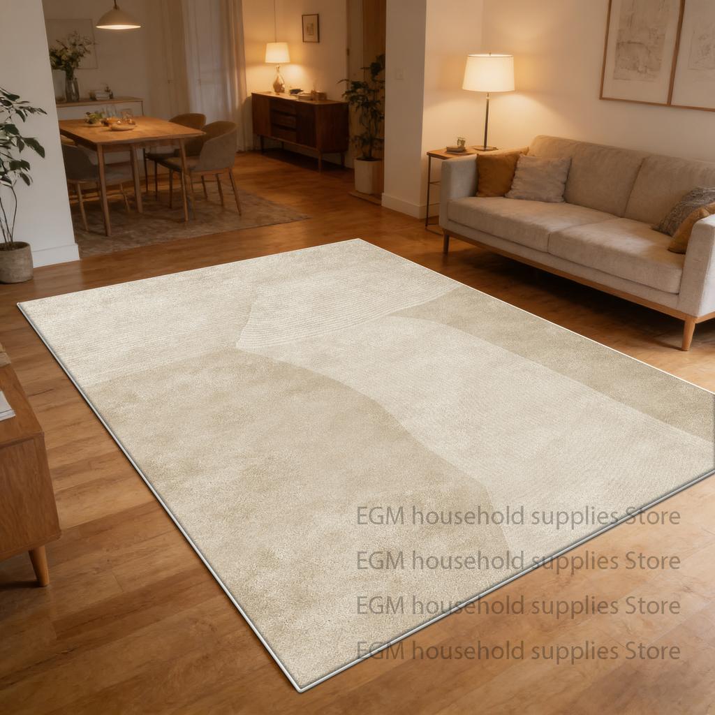 Nordic Wavy Minimalism Beige Carpets Home Decoration Luxury Rug Bedroom Non-slip Mat Soft Washable Big Size Living Room Mats