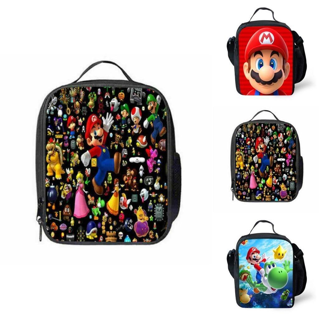 Super Mario Kids Insulated Lunch Bag Durable Oxford School Travel Picnic Bag