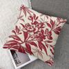 Cream Red Flower Square Jacquard Pillow Cover for Sofa Office Waist Cushion Cover Home Decorative Pillowcase