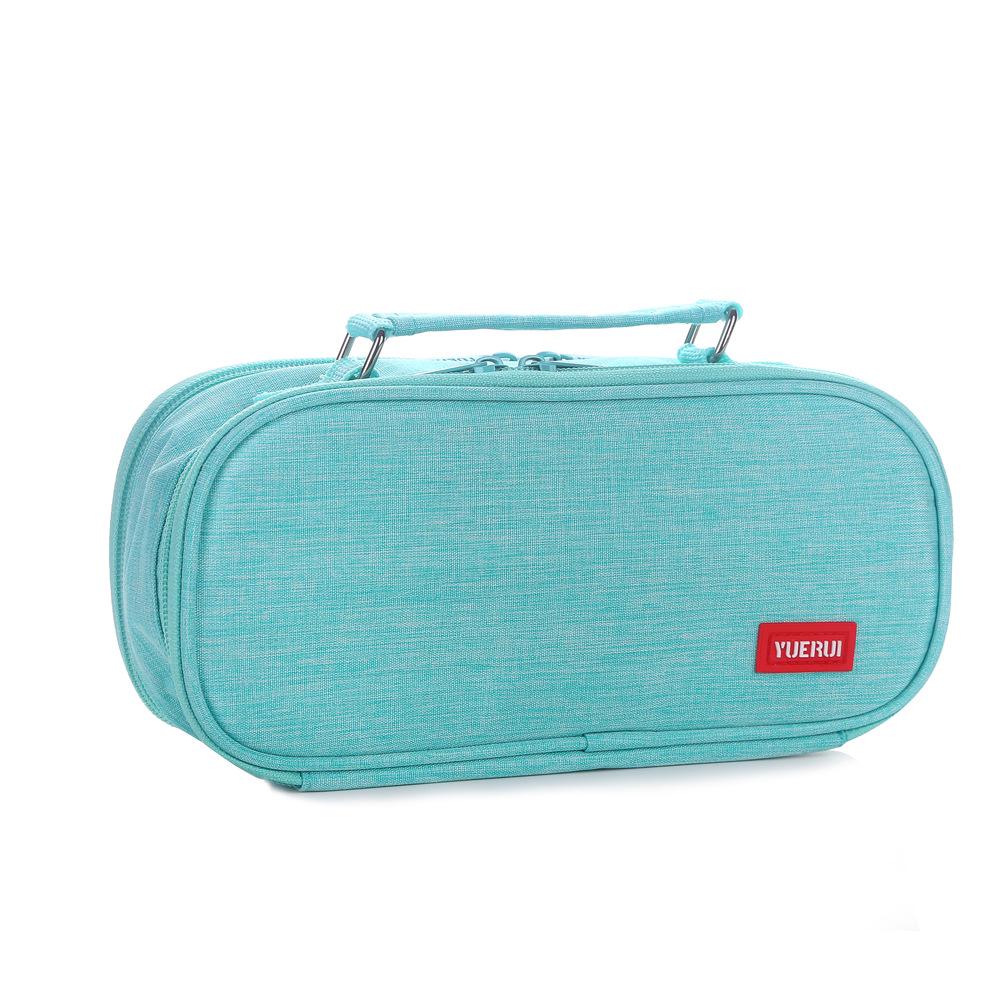 Large Capacity Double Zipper Canvas Pencil Case - Simple, Portable, Double Layer for Junior High Students