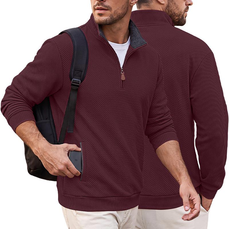 Men S Stand Collar Zip Up Pocket Casual Sport Sweatshirt European Size Spring Autumn