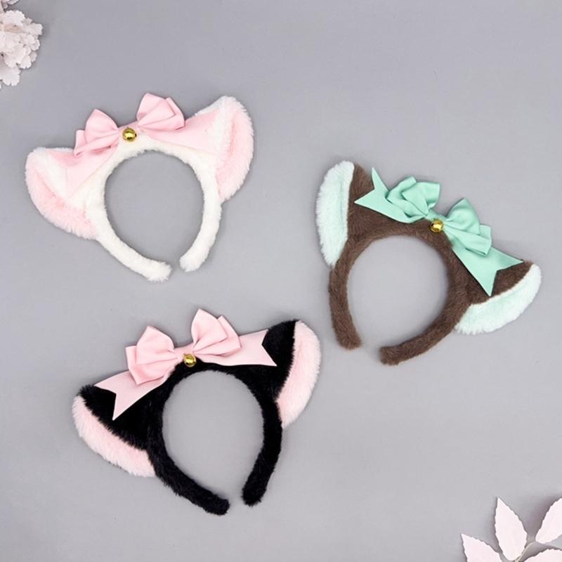 Kitten Cosplay Costume Animal Ear Headband Bowknot Tail for Women Girl Halloween Role Play Animal Outfit Accessories