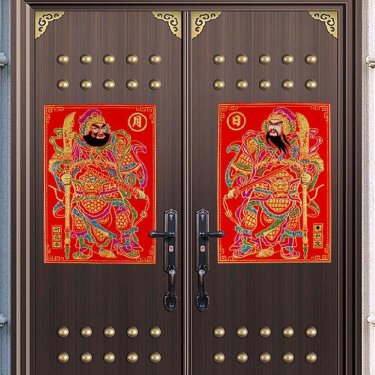 Decorative Flannel Door God for Spring Festival Easy Application and Removal Great for Traditional Culture Lover