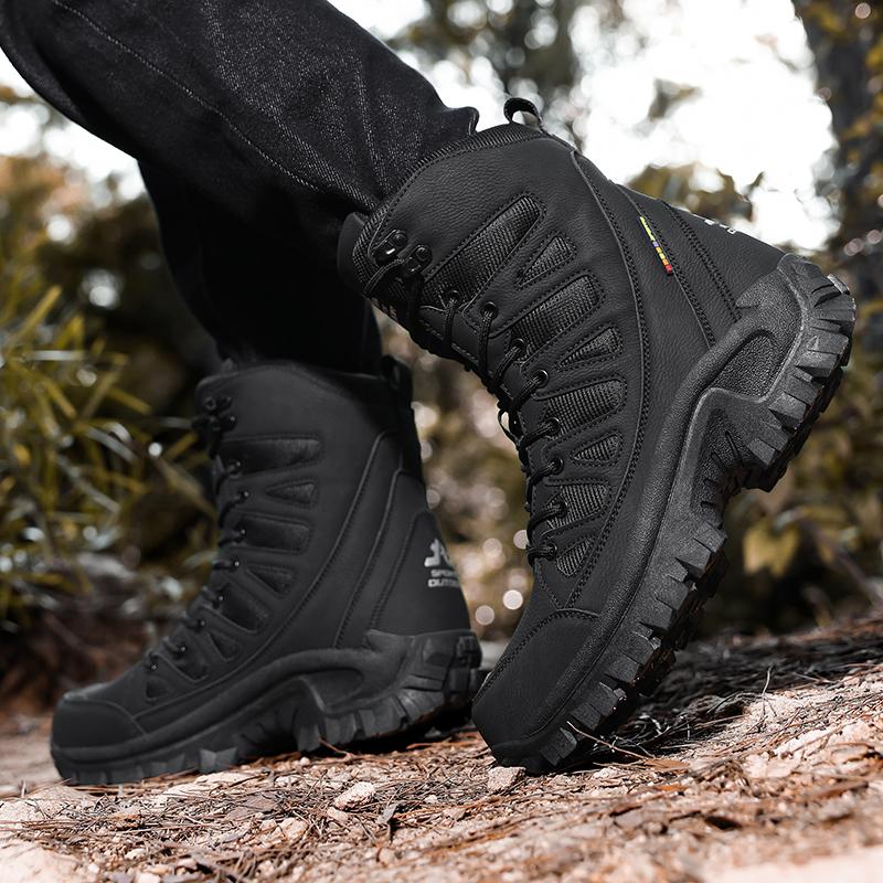 Men's high-top hiking boots four seasons non-slip field training boots breathable comfort casual walking boots adventure shoes